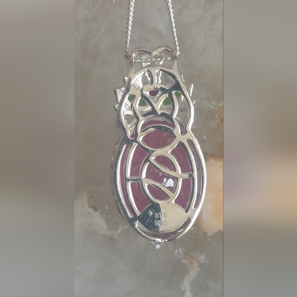 Pink spinel "berry" with topaz and ruby accents sterling 14k vermeil - Picture 14 of 16